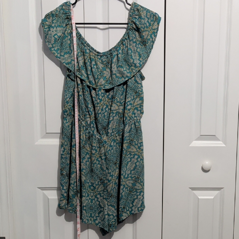 Weavers *Teal and Gold* Patterned Romper